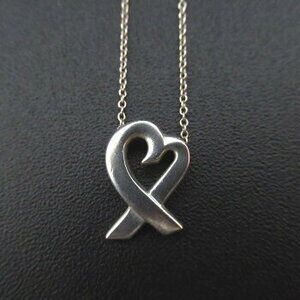 Tiffany Co Paloma Picasso Loving Heart Necklace Pendant SV Silver Luxs